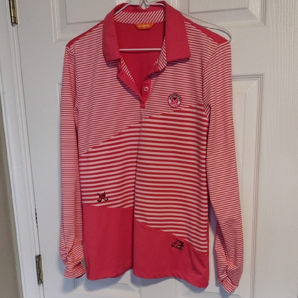 Red and Pink Long Sleeve Polo
